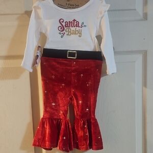 BABY ESSENTIALS SANTA BABY 3 PIECE OUTFIT: NEW WITH TAGS: SIZE 9 MTH